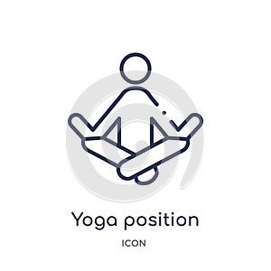 Linear yoga position icon from Behavior outline collection. Thin line yoga position vector isolated on white background. yoga