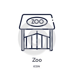 Linear zoo icon from Entertainment and arcade outline collection. Thin line zoo vector isolated on white background. zoo trendy