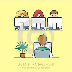 Lineart business people distant work management fl photo