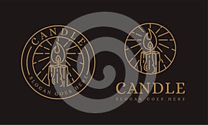 Lineart candle logo vector icon illustration
