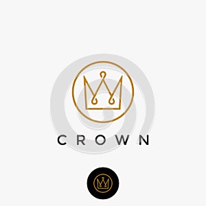 Lineart crown logo icon vector template