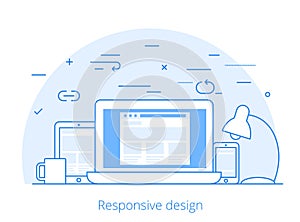Lineart Flat software responsive web design vector