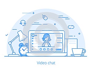 Lineart Flat video chat conference vector software