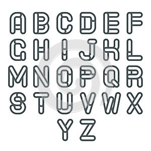 Lineart soft line retro vintage alphabet a to z font design vector illustration