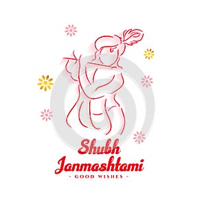 lineart style janmashtami festival elegent greeting design