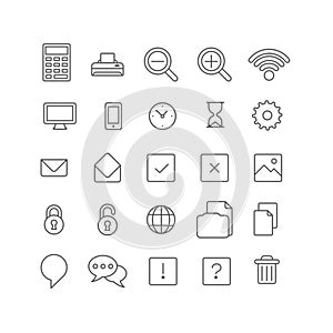 Lineart vector flat web site mobile interface app icons photo