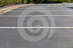 Lined and empty asphalt parking lot