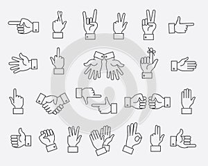 Lined hands gestures and hand pas vector signs