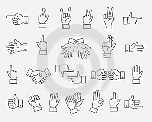 Lined hands gestures and hand pas vector signs photo