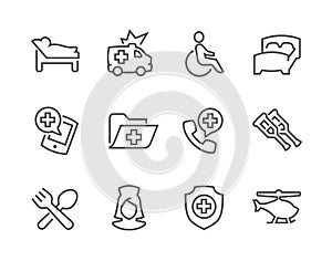 Lined Medical Transportation Icons
