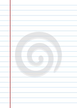 Lined notebook paper with red margin line