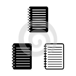 Lined Notebook Sheet Study Icons Set