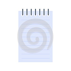 Lined notepad sheet illustration. School supply flat design. Office stationery and school supply. Notepad sheet icon