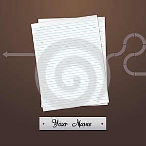 Lined paper and Note Paper. Vector Illustration.
