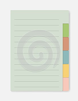 Lined paper notebook with variegated tabs vector template