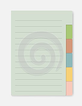 Lined paper notebook with variegated tabs vector template photo