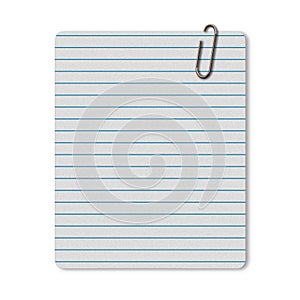 Lined paper with paperclip