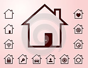 Lined smart home icons