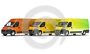 Lined Up Delivery Vans with Color Gradient