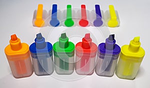 Lined up highlighter markers