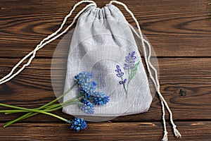 linen bag for dried herbs, spices.