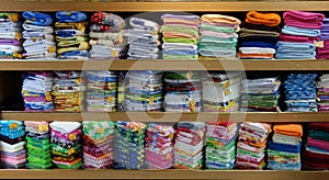 Linen cloth store shelves