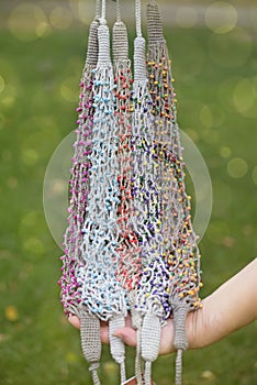 Linen colorful beads