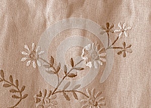 Linen fabric with flowers