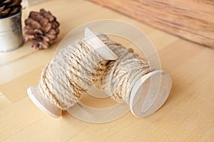 Linen hemp rope, with soft window light