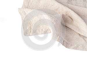 Linen kitchen cloth on white background, closeup