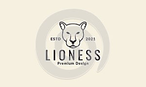 Lines animal head lioness logo symbol vector icon illustration design