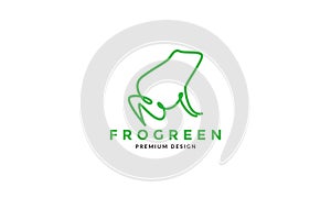 Lines art green frog logo vector symbol icon design illustration