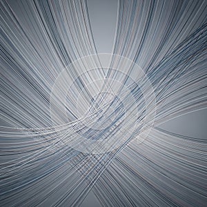 With the lines bending and intersecting in a smooth, wave-like