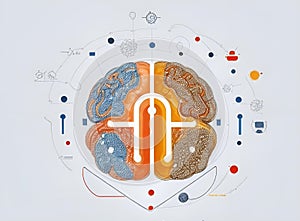 lines brain logotypes concept