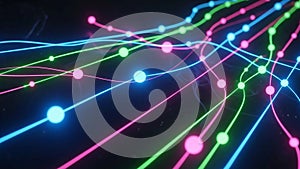 Lines create a dynamic, digital network effect, resembling pathways or data