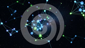 And lines create a web like structure resembling a network or neural