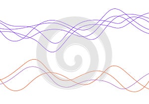 Lines curve waves as sound wavy pattern energy flow color vector design element or simple random thin strokes background for