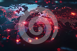 Lines and dots are generated by computer as an image of the world