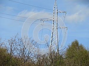 Lines of electrical wires that carry the energy to our homes photo