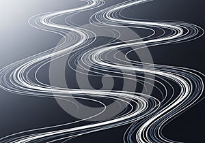 Lines in a gradient from light to dark gray create a dynamic pattern