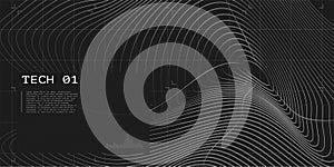 Lines and grids. Abstract grid structure. Futuristic mesh wireframe background. Digital topography. Tech style. UI, HUD, and data