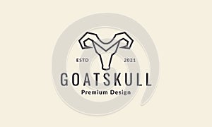 Lines hipster goat head skull logo symbol vector icon illustration graphic design