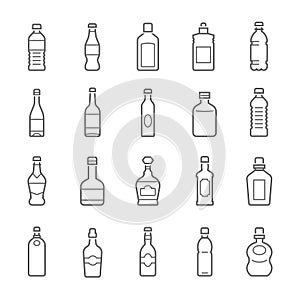 Lines icon set - bottle and beverage photo
