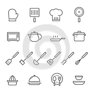 Lines icon set - kitchenware