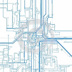 Lines intersecting at various points, indicating structural or infrastructura