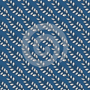 Lines of leaves on blue background