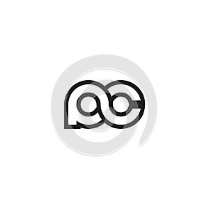 Lines lowercase letter P C logo design vector