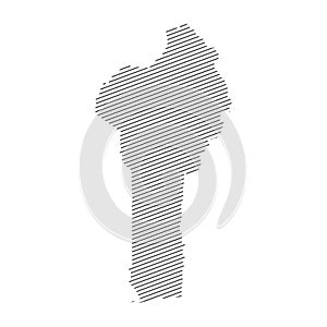 Lines map of Benin isolated on white background