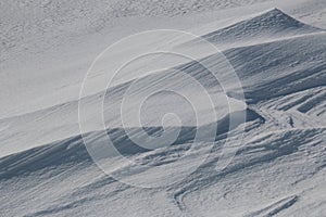 Natural patterns and ridges in windswept snow