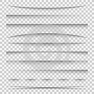 Lines shadow. Paper divider tabs web lines break frame realistic transparent shadows template side bar edge box set